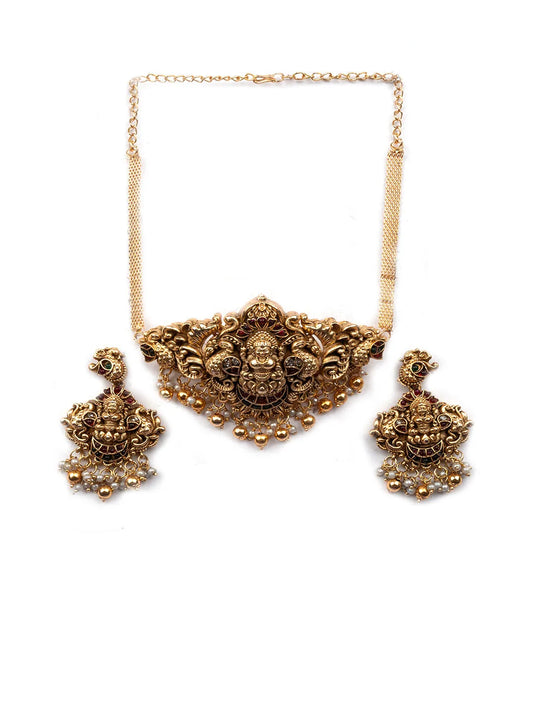 Classic Gold Plated Lakshmi Temple Choker Set