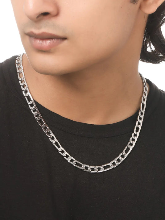 Men Silver-Toned Stainless Steel Rhodium Plated Chain