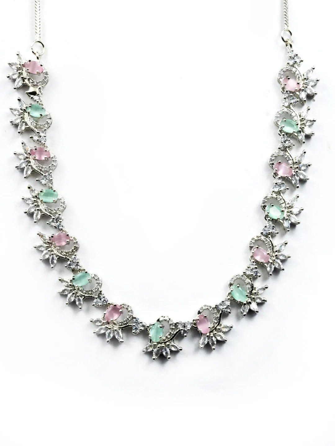 Elegant Multicolor American Diamond Sleek Necklace Set