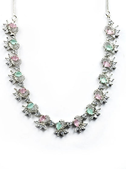 Elegant Multicolor American Diamond Sleek Necklace Set