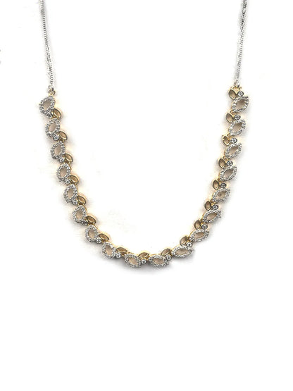 Silver Gold Plated AD Bela Necklace Set