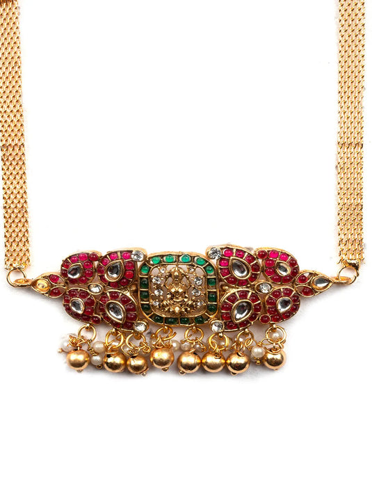 Ruby Green Kemp Studded Temple Choker Set