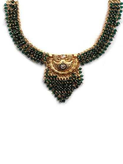 Gold Plated Green Hydra Necklace Set