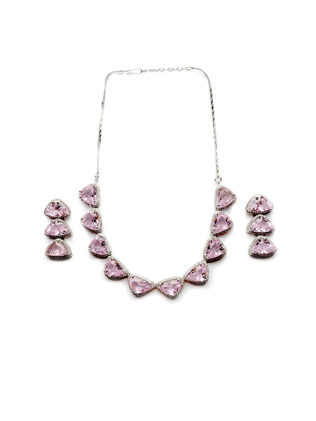 Dazzle and Shine: Designer Pink AD Necklace with Sparkling CZ Stones