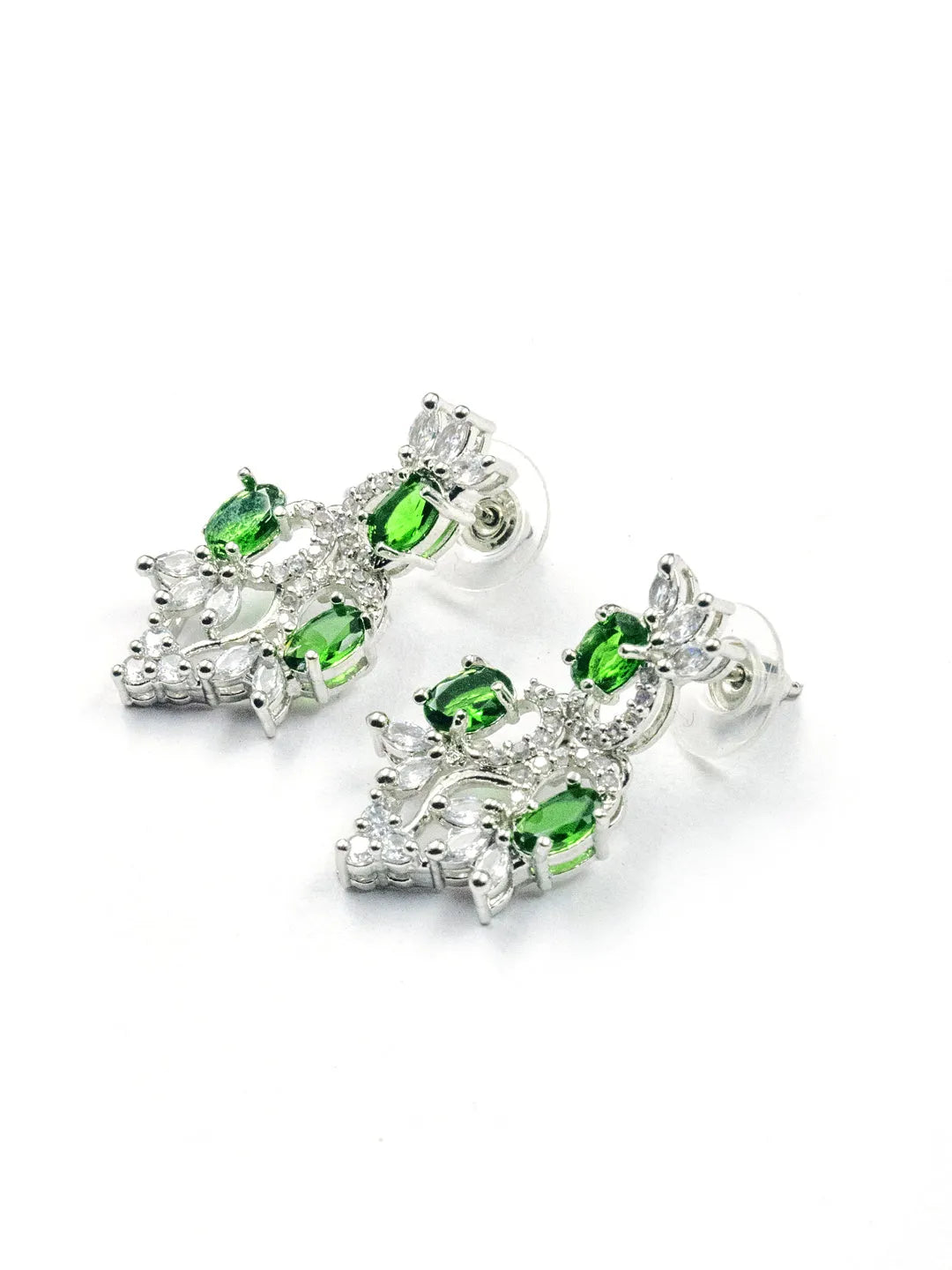 Elegant Green American Diamond Sleek Necklace Set