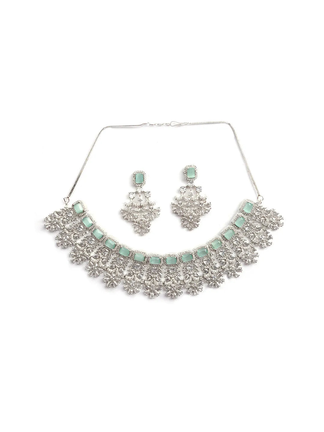 Classic Turquoise CZ Necklace Set