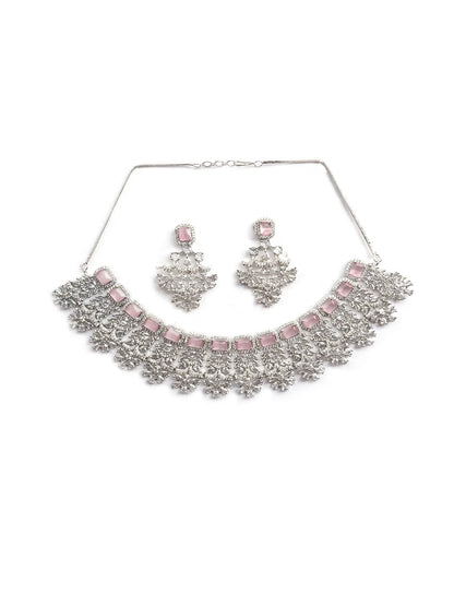 Classic Pink CZ Necklace Set