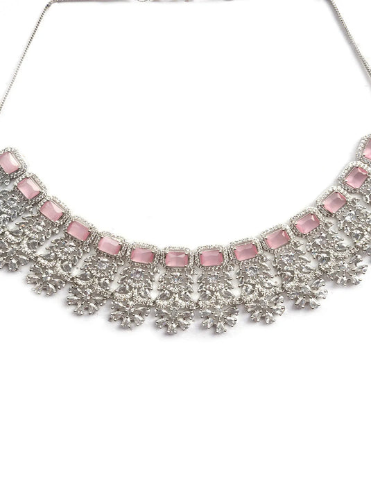 Classic Pink CZ Necklace Set