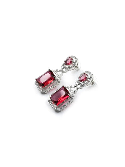 Elegant Designer Red CZ AD Party Earrings | Sparkle &amp; Style