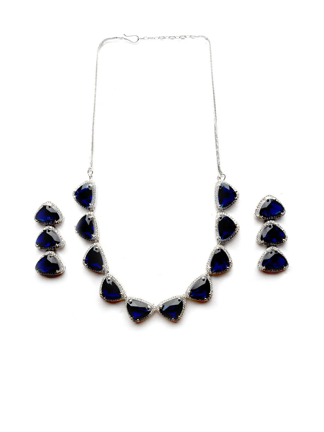 Dazzle and Shine: Designer Blue AD Necklace with Sparkling CZ Stones