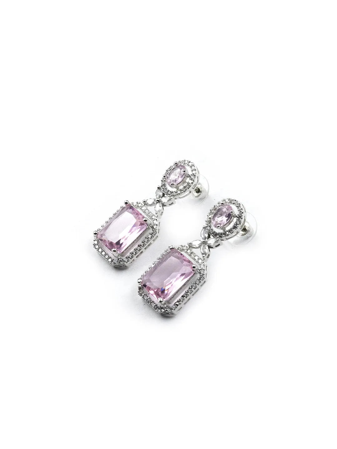 Elegant Designer Crystal Pink CZ AD Party Earrings | Sparkle &amp; Style