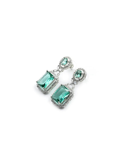 Elegant Designer Crystal Green CZ AD Party Earrings | Sparkle &amp; Style