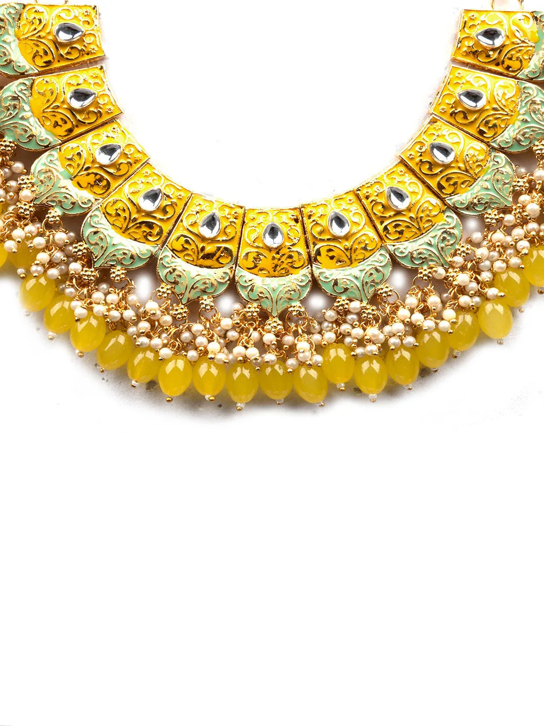 Versatile Kundan Meenakari Droplet Necklace Set