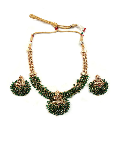 Gold Plated Green Hydra Necklace Set