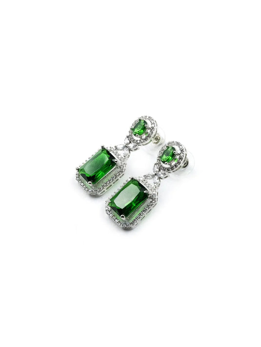 Elegant Designer Green CZ AD Party Earrings | Sparkle &amp; Style