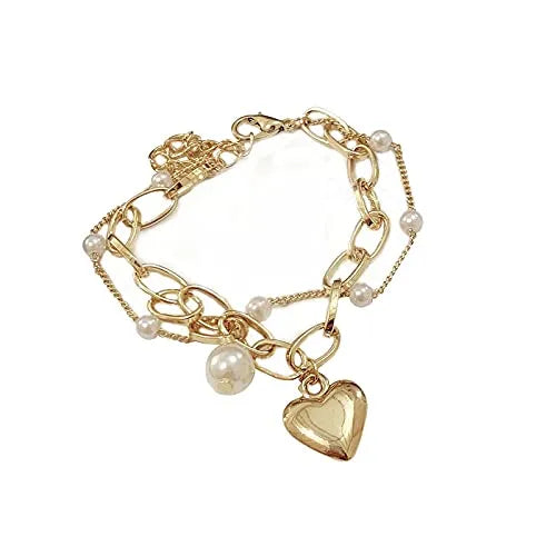 Gold Plated Heart Shape Bracelet - Set Of 1 Destiny Jewels