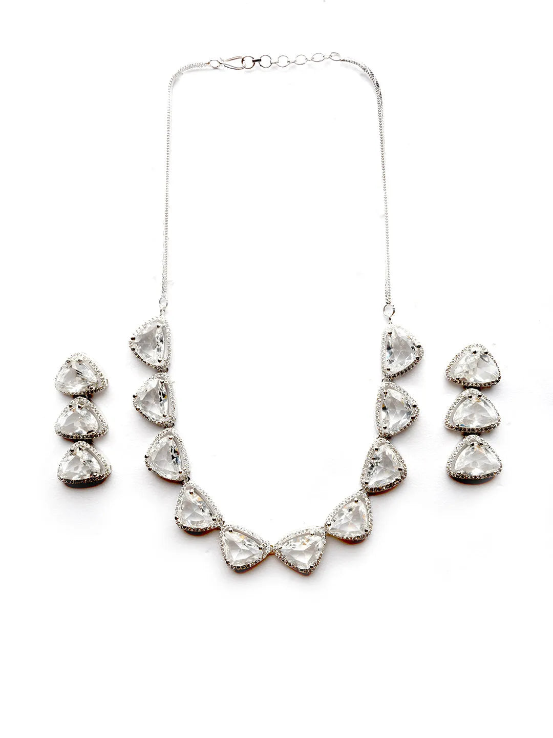 Dazzle and Shine: Designer White AD Necklace with Sparkling CZ Stones