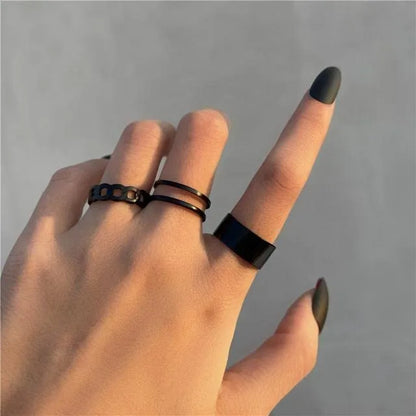 Boho Midi Finger Black Metal Ring Set - Set Of 3 Destiny Jewels