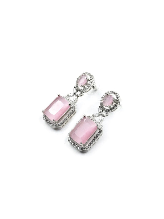 Elegant Designer Pastel Pink CZ AD Party Earrings | Sparkle &amp; Style