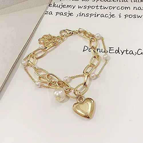 Gold Plated Heart Shape Bracelet - Set Of 1 Destiny Jewels