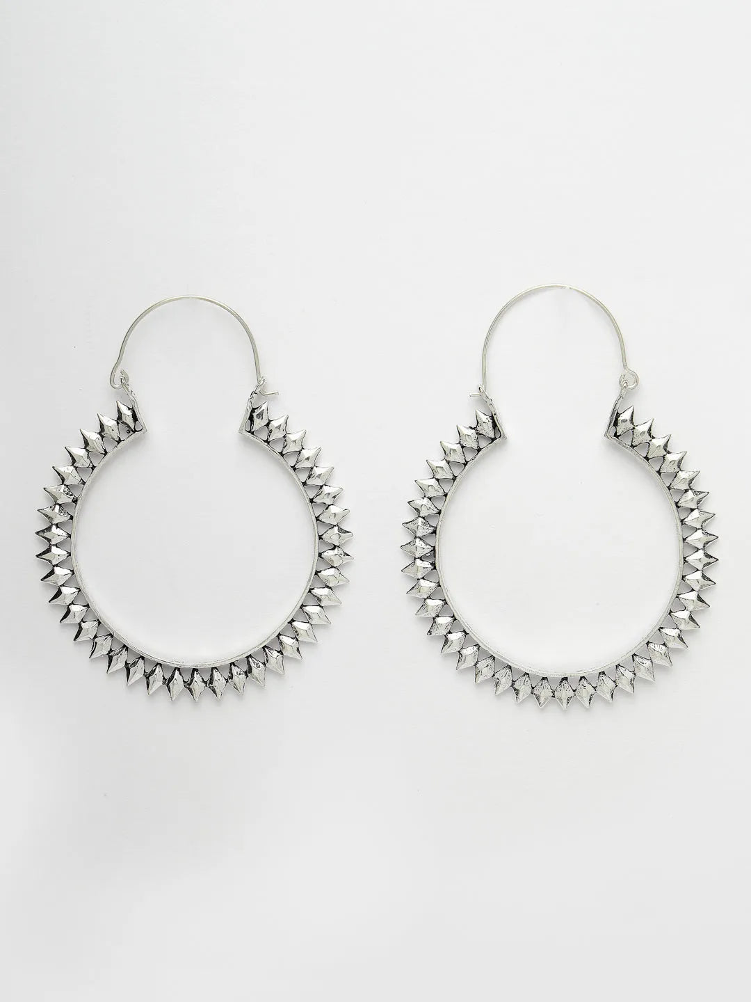 Silver Rhodium-Plated Circular Hoop Earrings