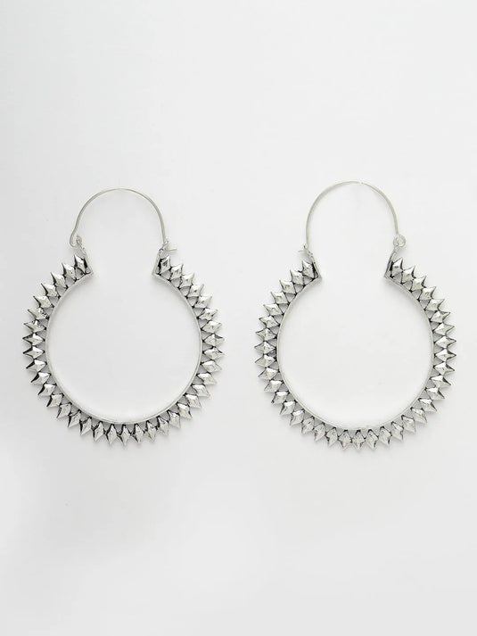 Silver Rhodium-Plated Circular Hoop Earrings