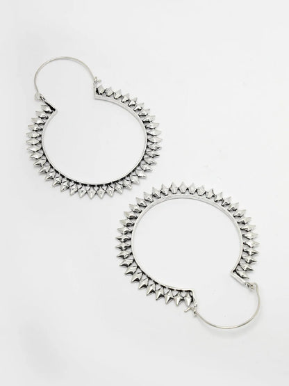 Silver Rhodium-Plated Circular Hoop Earrings