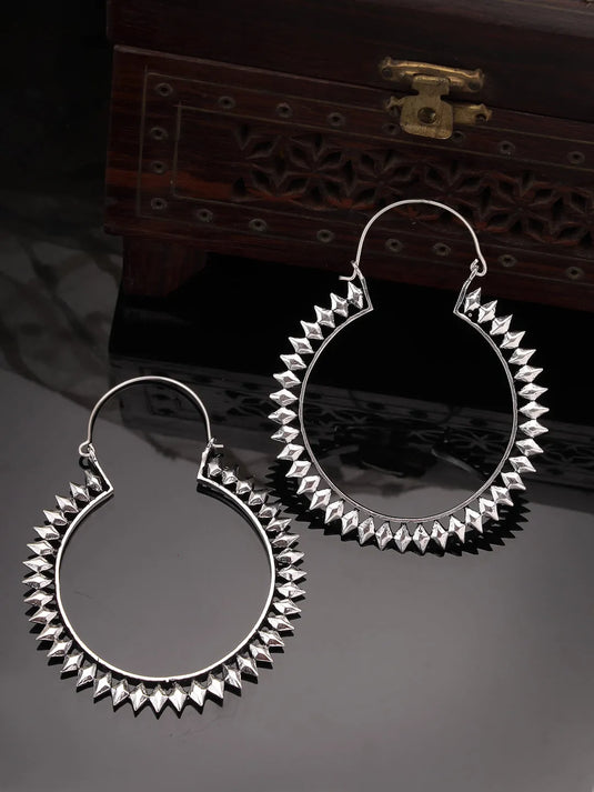 Silver Rhodium-Plated Circular Hoop Earrings