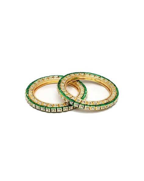 Women Set Of 2 Gold-Plated Kundan-Studded Bangles