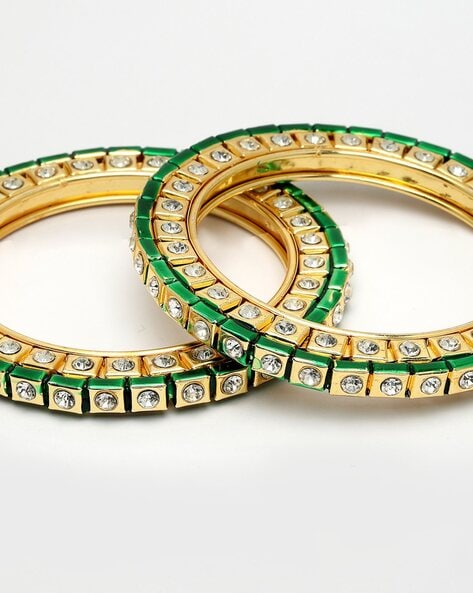 Women Set Of 2 Gold-Plated Kundan-Studded Bangles