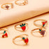 Modern Stawberry Design Gold Plated Ring Set - Set Of 11 Destiny Jewels