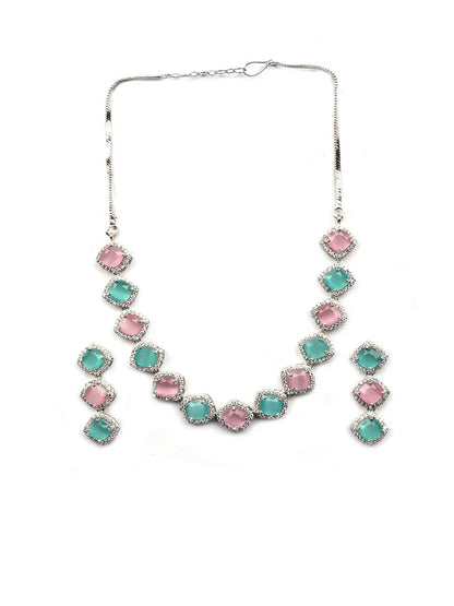 Eternal Sparkle: Multicolor AD Sleek Necklace