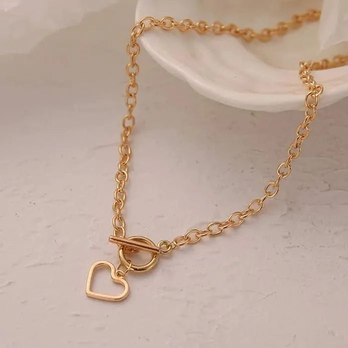 Heart Shape Gold Plated Necklace For Women Destiny Jewels