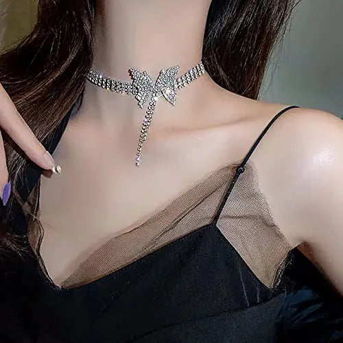 Crystal Butterfly Stylish Luxury Crystal Inlay Choker Chain Destiny Jewels