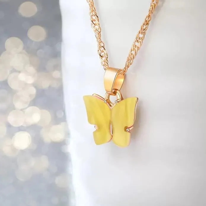 Stylish Gold Plated Butterfly Pendant Necklace Yellow Destiny Jewels