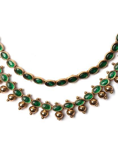 Green Kemp Double Line Necklace Set