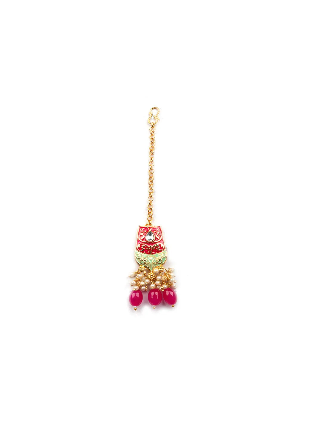 Precious Pink Kundan Meenakari Droplet Necklace Set