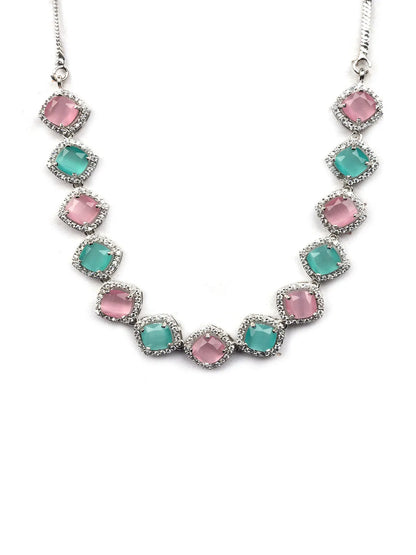 Eternal Sparkle: Multicolor AD Sleek Necklace