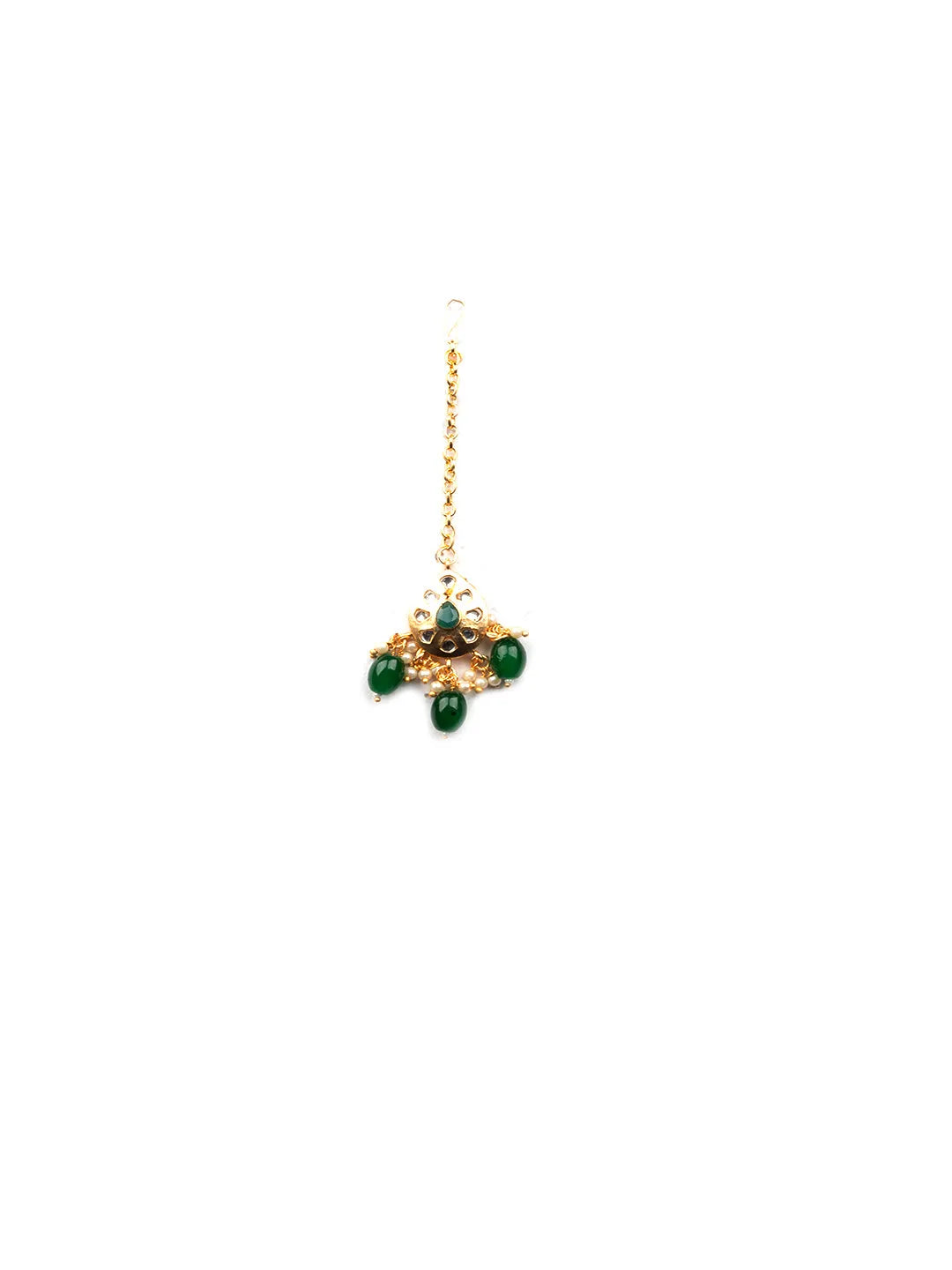 Enamel Coated Green Pearls Beaded Kundan Choker Set