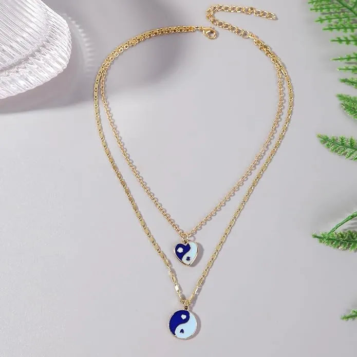 Latest Stylish Heart &amp; Circle Shape Pendant Chain Set Destiny Jewels