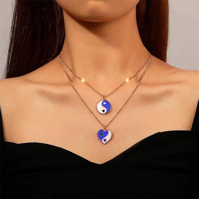 Latest Stylish Heart &amp; Circle Shape Pendant Chain Set Destiny Jewels