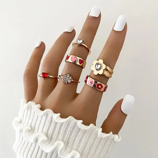 Design Vintage Fashion Metal Boho Midi Finger Rings - Set Of 6 Destiny Jewels