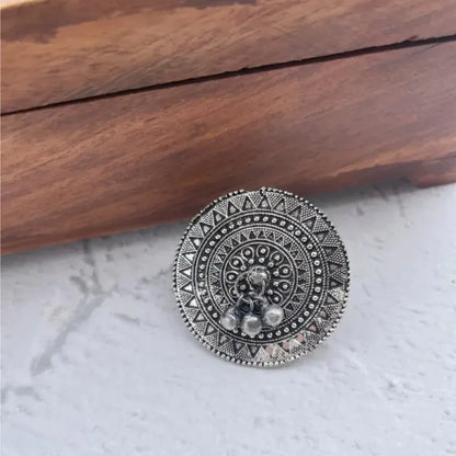 Stylish Mandala Oxidised Rings