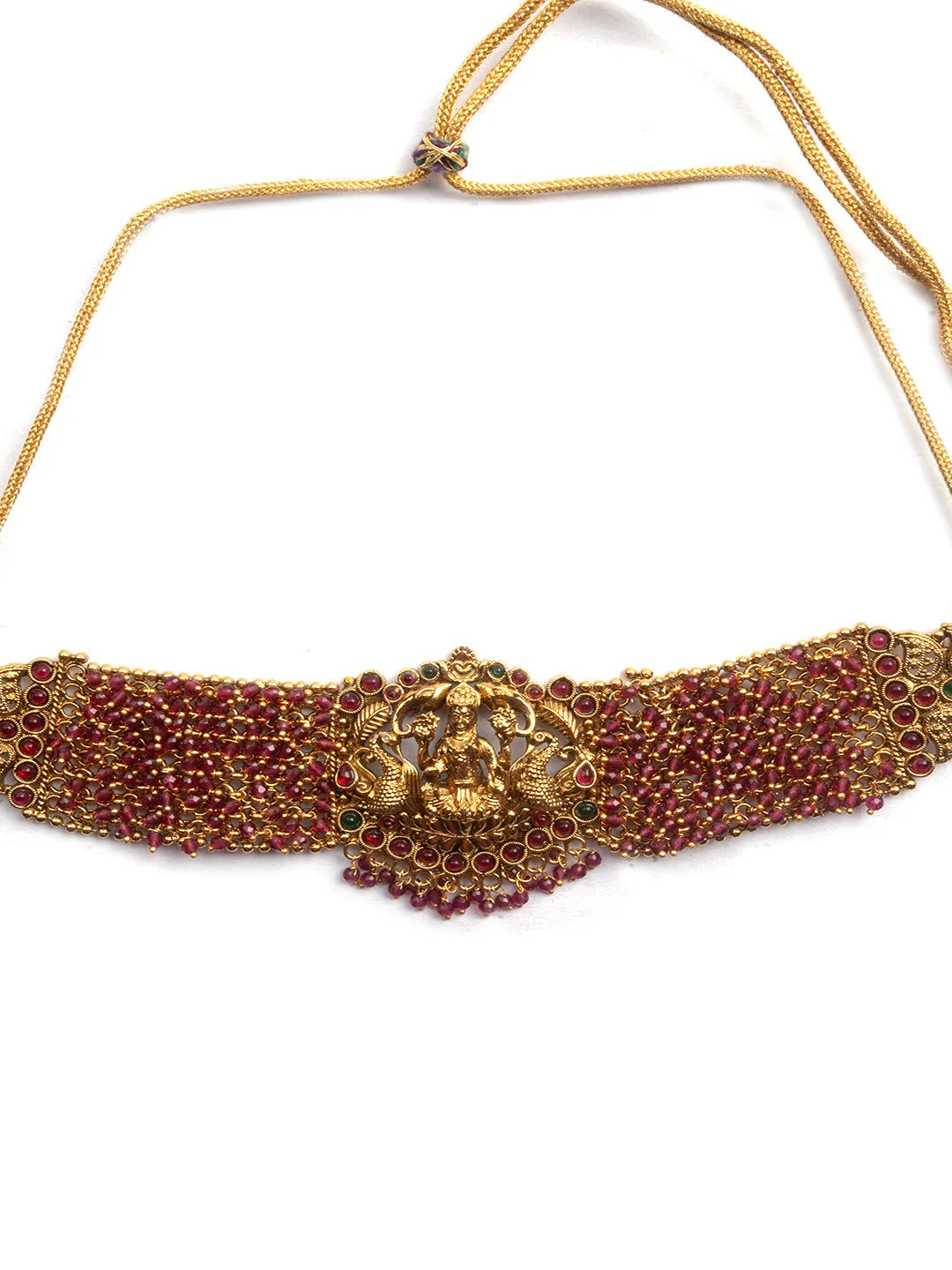 Gold Plated Laxmi Red Hydra Beads Choker Set