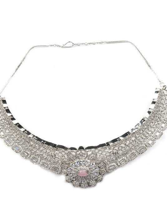 Glamorous Pink Designer AD Choker Set