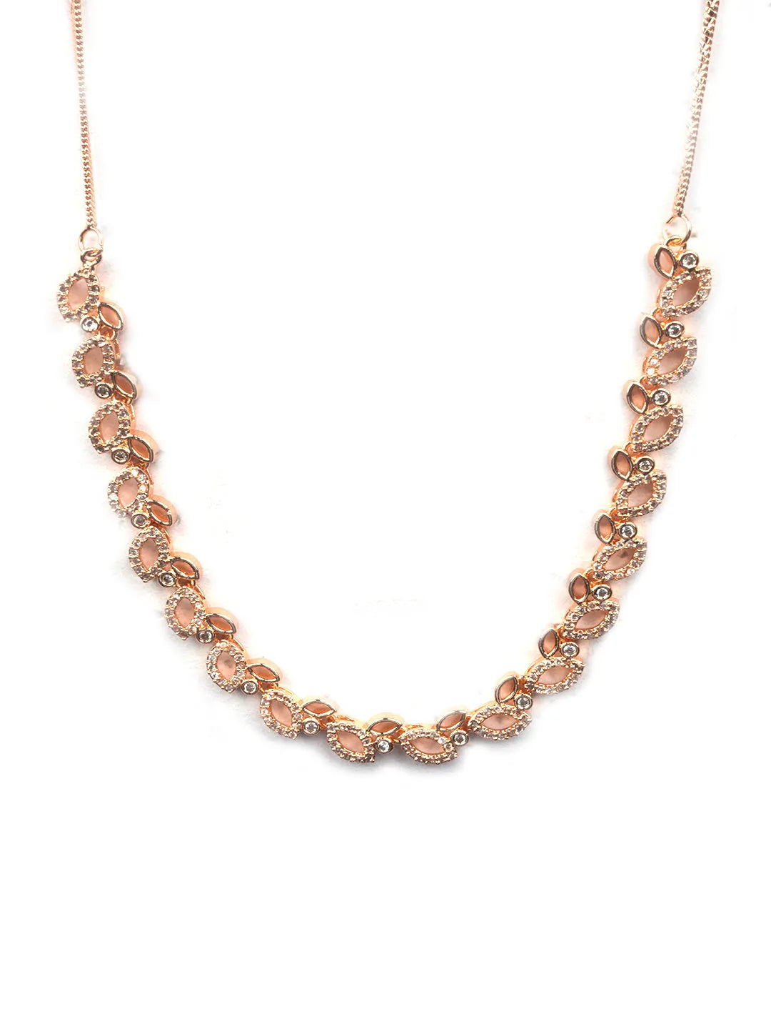 Rose Gold Plated AD Bela Necklace Set