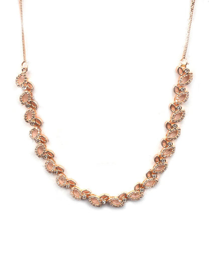 Rose Gold Plated AD Bela Necklace Set