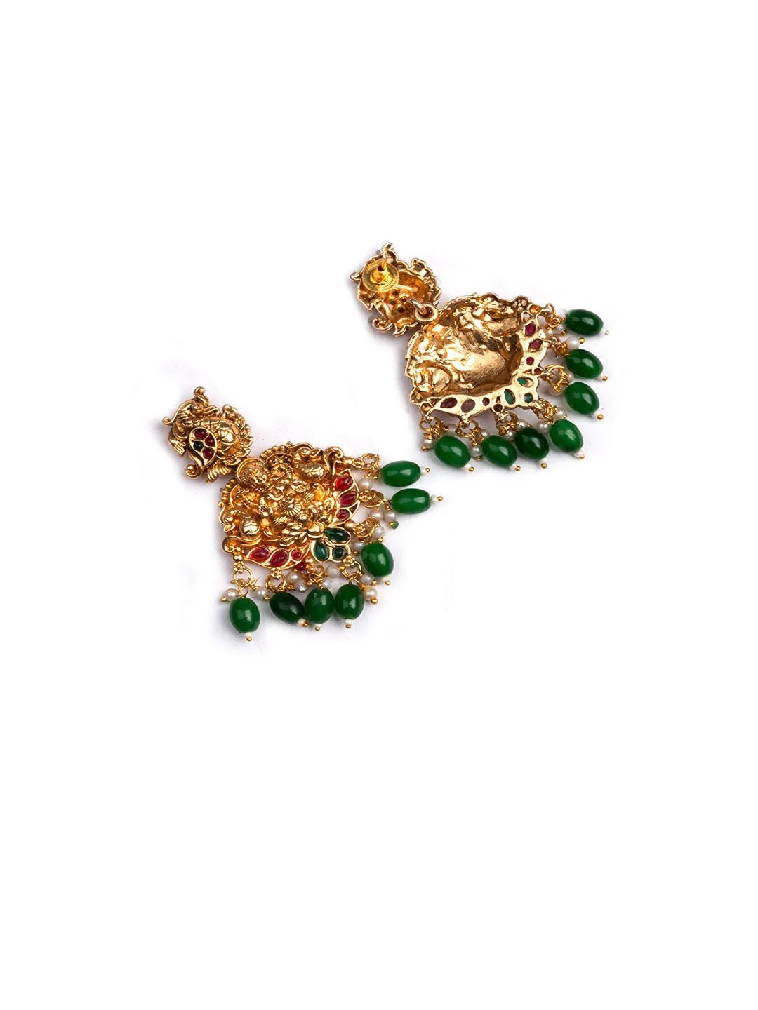 Unique Green Beads Lakshmi Patti Combo Jewellery Set