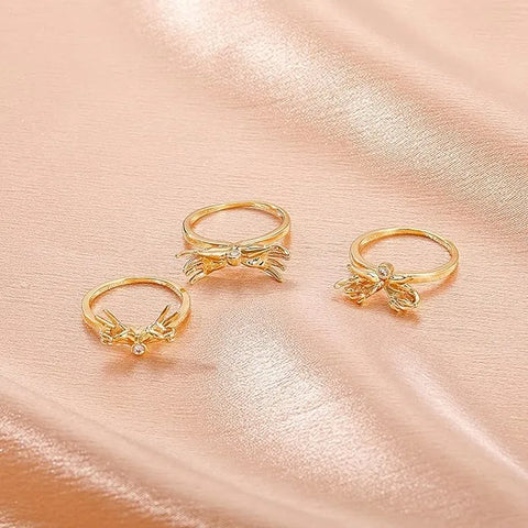 Korean Combo Of 16 Set Hug Hand Retro Simple Gold Plated Ring Set - Set Of 16 Destiny Jewels