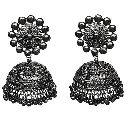 Oxidised Silver Jhumka Earrings - Firstglam